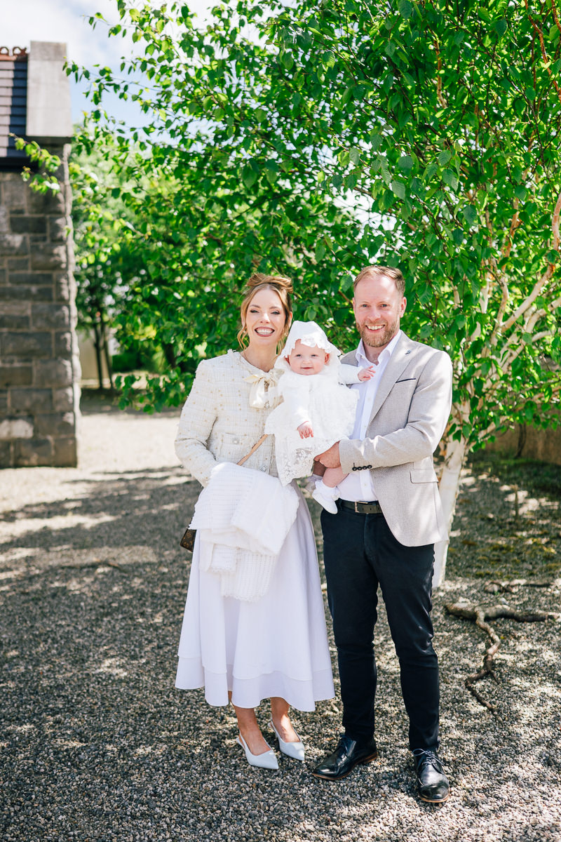 Family gathered outside Carraroe Church after baby’s christening in Sligo