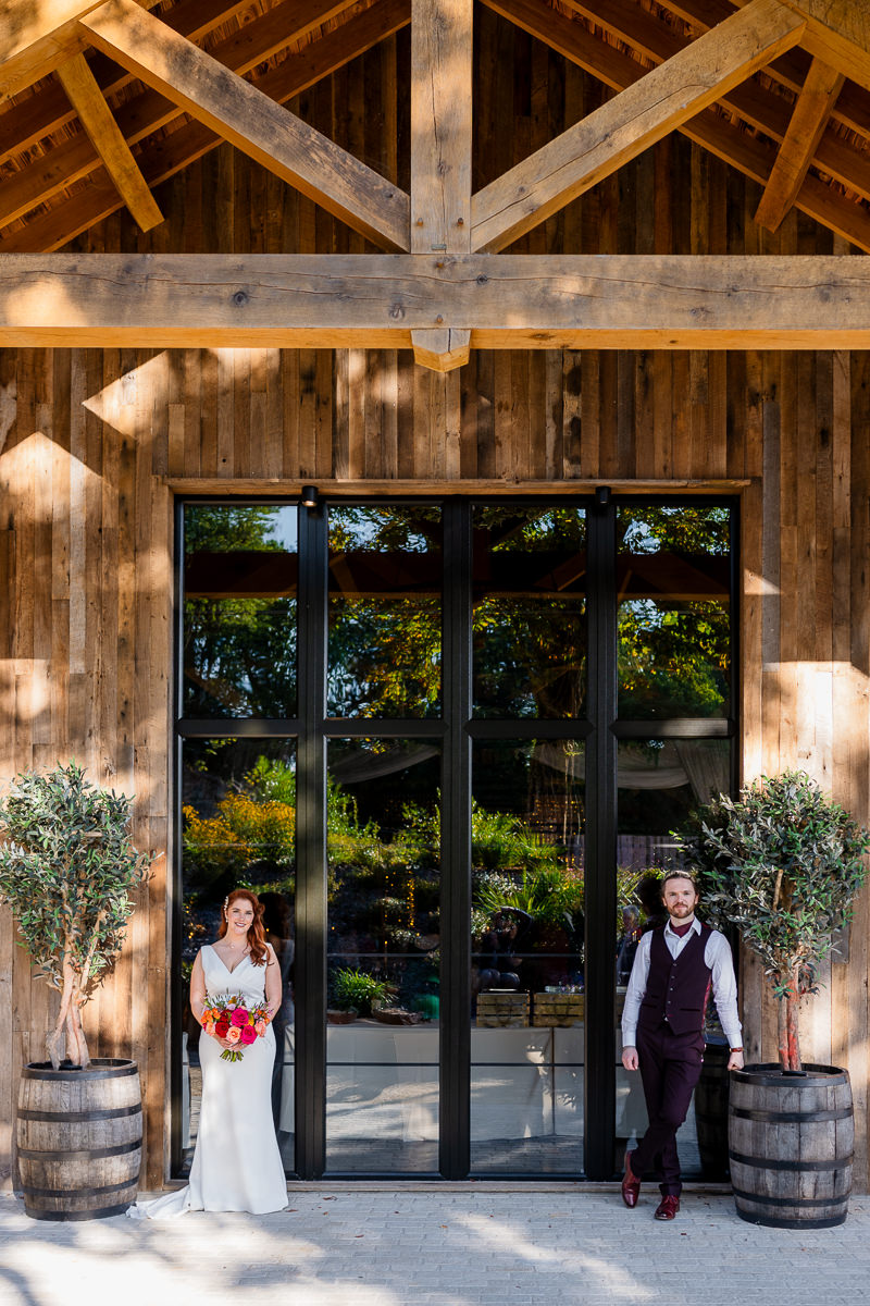 wedding portrait of bride and groom at drumhierny woodland hideaway