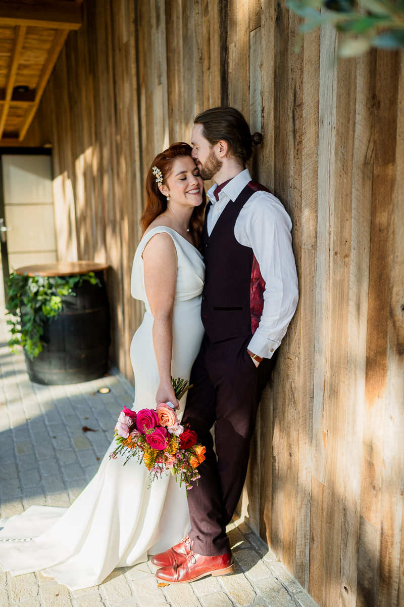 Portrait of bride and groom at Drumhierny Woodland, Leitrim