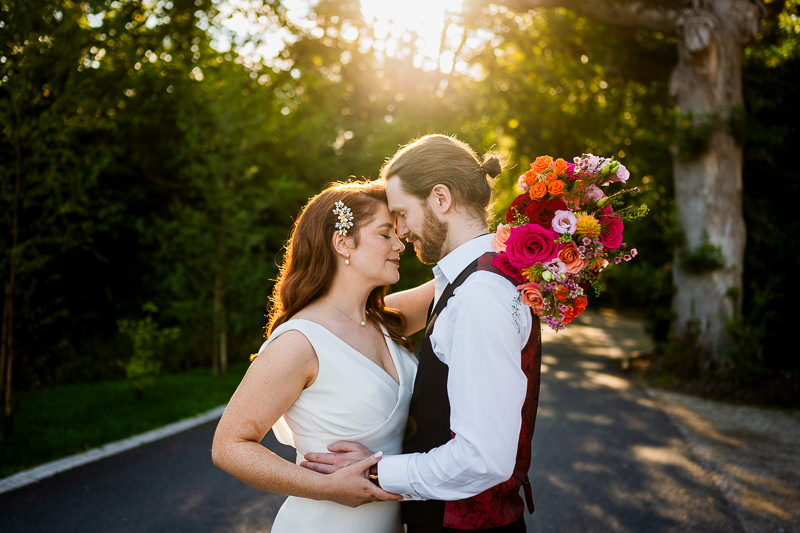 portrait of bride & groom at Drumhierny Woodland, Leitrim
